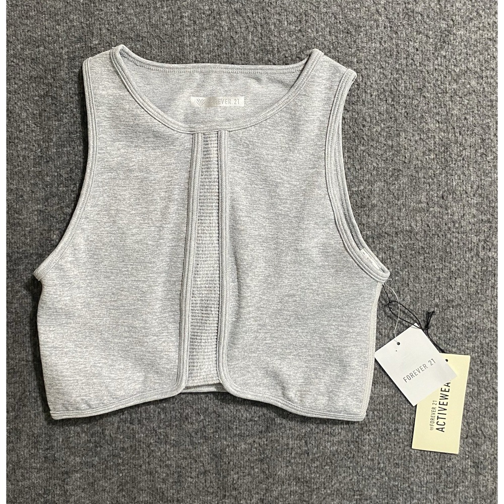 Forever 21 Tank Top Womens Mauve Round Neck Ruffles Cotton Blend Gray Size M
